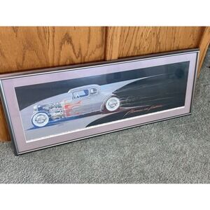 1932 Ford Five Window Coupe Hot Rod Print Vintage "FLAMES ON FRAMES" Chopp